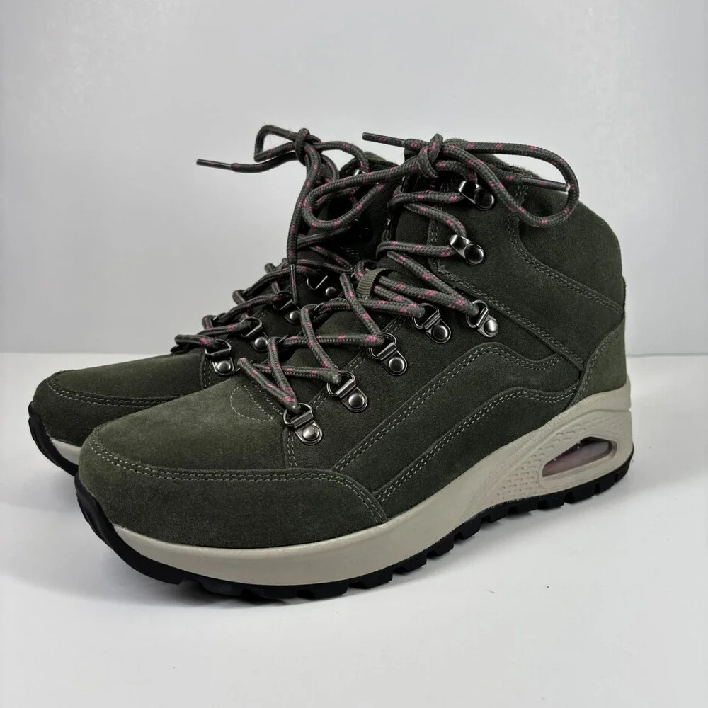 Skechers Uno Rugged Women's US 10 Olive Green Suede Hiking Fashion Sneaker Boots
